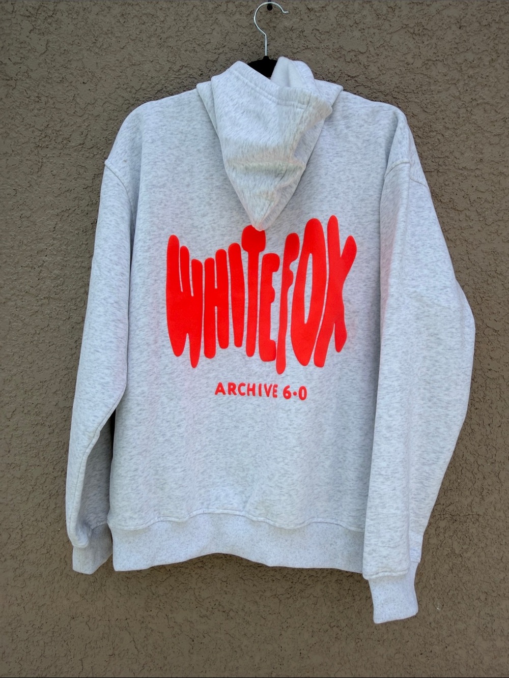 White Fox Boutique Gray Hoodie with Neon Coral Back Graphic - Picture 4 of 15